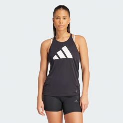 Bluza Run It Tank. Czarne bluzy adidas, xs, bez wzorów, z materiału, sportowe, bez ramiączek, bez kaptura. Za 119.00 zł.