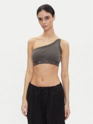 Adidas Top Ribbed JC7558 Szary Slim Fit. Szare topy adidas, xl, bez wzorów, z bawełny, bez kołnierzyka, bez ramiączek. Za 99.99 zł.