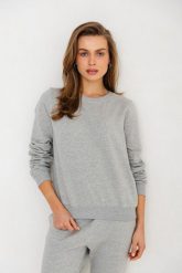 BLUZA LENA SZARY MELANŻ S - Flawless. Szare bluzy Flawless, s, bez wzorów, z bawełny, bez kaptura. Za 296.00 zł.