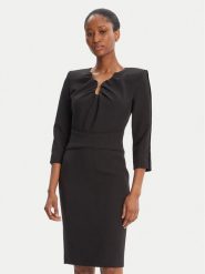 Simona Corsellini Sukienka koktajlowa A25CPAB01101 Czarny Slim Fit. Czarne sukienki SIMONA CORSELLINI, bez wzorów, z syntetyku, wizytowe, bez kołnierzyka, bez ramiączek. Za 1,029.00 zł.