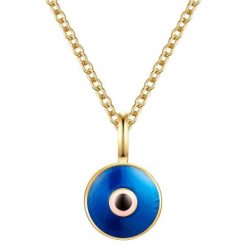 Glanzstücke München Naszyjnik Oko Nazara z Srebra Sterling w zlocie Naszyjniki 1 ct Damski. Białe naszyjniki Glanzstücke München, z materiału, pozłacane. Za 259.99 zł.