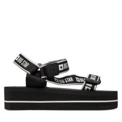 Sandały Big Star Shoes. Czarne sandały BIG STAR SHOES, bez wzorów, retro, bez obcasa, na płaskiej podeszwie, bez zapięcia. Za 129.99 zł.
