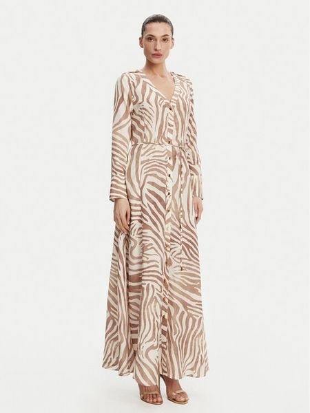 Marciano Guess Sukienka koszulowa 5GGK08 7314A Beżowy Regular Fit. Brązowe sukienki Marciano Guess, z aplikacjami, z lyocellu, bez kołnierzyka, bez ramiączek, koszulowe. Za 829.99 zł.