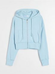 Rozpinana bluza z kapturem - błękitny. Niebieskie bluzy Sinsay, l, bez wzorów, bez ramiączek, z kapturem. Za 39.99 zł.