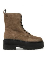 Calvin Klein Jeans Trapery Flatform Zip Laceup Mg S YW0YW01554 Brązowy. Brązowe traperki Calvin Klein Jeans, bez wzorów, z jeansu, bez obcasa, bez zapięcia. Za 899.99 zł.