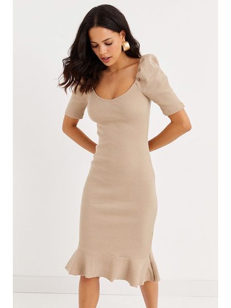 Cool and sexy Sukienka w kolorze beżowym rozmiar: M. Brązowe sukienki Cool and sexy, m, bez wzorów, bez kołnierzyka, bez ramiączek, midi. Za 52.79 zł.