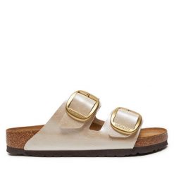 Klapki Birkenstock. Żółte klapki Birkenstock, bez wzorów, bez obcasa, bez zapięcia. Za 469.99 zł.