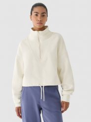 4F Bluza dresowa bez kaptura damska 4F x Anna Lewandowska - biała L. Białe bluzy bez kaptura 4f, l, bez wzorów, z bawełny, bez kaptura. W wyprzedaży za 139.99 zł.
