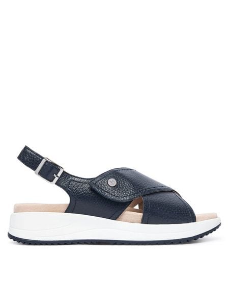 Caprice Sandały 9-28707-46 Granatowy. Niebieskie sandały Caprice, bez wzorów, bez obcasa, na płaskiej podeszwie, bez zapięcia. Za 399.99 zł.