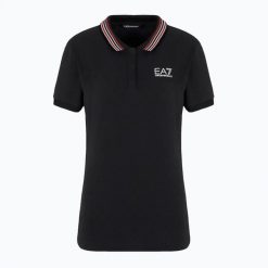 Koszulka damska EA7 Emporio Armani Golf Pro Polo Damier. Czarne swetry EA7 Emporio Armani, xl, bez wzorów, z bawełny, klasyczne, bez ramiączek. Za 429.99 zł.