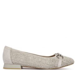 Baleriny Caprice. Szare baleriny Caprice, bez wzorów, bez obcasa, bez zapięcia. Za 299.99 zł.