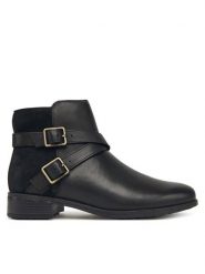 Clarks Botki Havisham Bay 26182941 Czarny. Czarne botki Clarks, bez wzorów, ze skóry, bez obcasa, na płaskiej podeszwie, bez zapięcia. Za 389.99 zł.