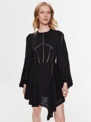 Elisabetta Franchi Sukienka koktajlowa AB-455-32E2-V480 Czarny Regular Fit. Czarne sukienki Elisabetta Franchi, bez wzorów, z wiskozy, wizytowe, bez kołnierzyka, bez ramiączek. Za 1,779.00 zł.