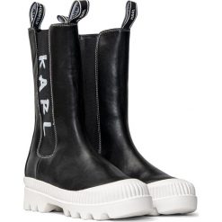 Sztyblety damskie czarne Karl Lagerfeld TREKKA II Brush Logo Gore WHT. Czarne botki KARL LAGERFELD, bez wzorów, klasyczne, bez obcasa, bez zapięcia. Za 515.99 zł.