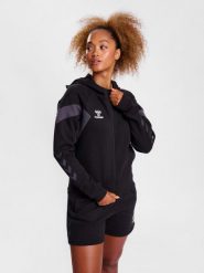 Damska bluza z kapturem na zamek błyskawiczny Hummel Travel. Czarne bluzy Hummel, na wiosnę, xl, bez wzorów, z bawełny, klasyczne, bez ramiączek, z kapturem. Za 262.35 zł.