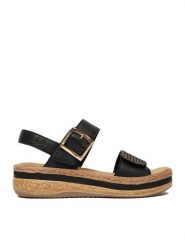 Rieker Sandały CEO-V0951-00 Czarny. Czarne sandały Rieker, bez wzorów, ze skóry, bez obcasa, na płaskiej podeszwie, bez zapięcia. Za 349.99 zł.