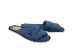 METEOR 041 IZABELA ciemnoniebieski, kapcie damskie. Niebieskie kapcie Meteor, bez wzorów, z tkaniny. Za 35.99 zł.