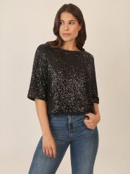 APART Bluzka w kolorze czarnym rozmiar: 38. Czarne bluzki Apart, bez wzorów, bez kołnierzyka, bez ramiączek. Za 195.99 zł.