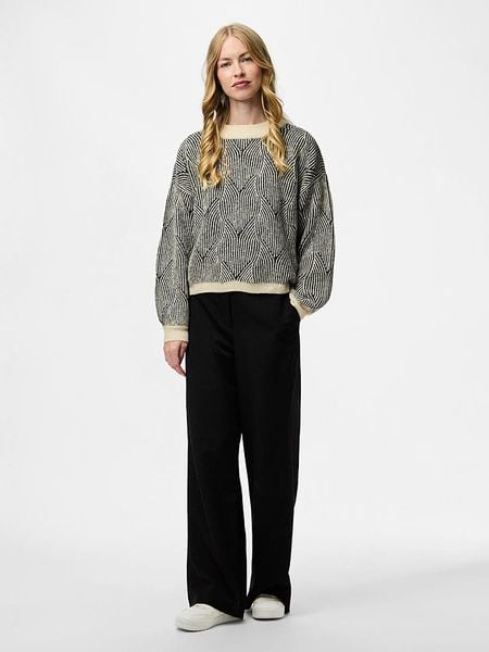 Pieces Sweter "Pcjenna" w kolorze czarno-beżowym rozmiar: XS. Brązowe swetry Pieces, xs, bez wzorów, ze splotem, bez ramiączek. Za 109.52 zł.