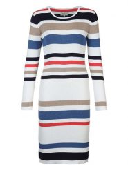 Herrlicher Sukienka dzianinowa "Annalora" w kolorze biało-niebiesko-beżowym rozmiar: M. Białe sukienki Herrlicher, m, bez wzorów, z dzianiny, bez kołnierzyka, bez ramiączek, maxi. Za 217.99 zł.