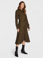 Victoria Victoria Beckham Sukienka koszulowa 1322WDR003876B Khaki Regular Fit. Brązowe sukienki Victoria Victoria Beckham, bez wzorów, z wełny, bez kołnierzyka, bez ramiączek, koszulowe. Za 1,919.00 zł.