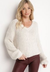 Jasnobeżowy Sweter z Wełną i Rozszerzanymi Rękawami Sinara. Brązowe swetry Born2be, bez wzorów, z wełny, biznesowe, bez ramiączek. W wyprzedaży za 135.99 zł.