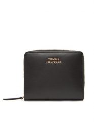 Tommy Hilfiger Mały Portfel Damski Th Leather Slg Med Za Flap AW0AW17499 Czarny. Czarne portfele Tommy Hilfiger, bez wzorów, ze skóry. Za 429.99 zł.