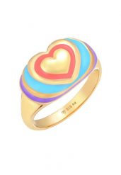 Elli Damski sygnet serce Trend z kolorową emalią w pozłacanym srebrze 925 Sterling Silver Pierścionki 1 ct. Szare pierścionki Elli, pozłacane. Za 368.99 zł.
