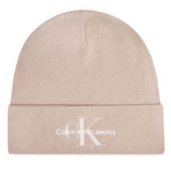 Czapka Calvin Klein. Brązowe czapki zimowe Calvin Klein, bez wzorów. Za 229.99 zł.
