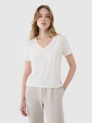 4F T-shirt oversize z modalem damski - biały XS. Białe t-shirty 4f, xs, bez wzorów, z bawełny, klasyczne, bez kołnierzyka, bez ramiączek. W wyprzedaży za 39.99 zł.