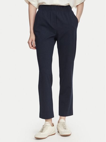 Weekend Max Mara Spodnie materiałowe Elfo 2625786011 Granatowy Regular Fit. Niebieskie spodnie materiałowe Weekend Max Mara, bez wzorów, z bawełny. Za 789.99 zł.