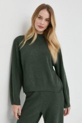 Armani Exchange sweter wełniany damski kolor zielony z półgolfem. Zielone swetry Armani Exchange, s, bez wzorów, z dzianiny, bez ramiączek. W wyprzedaży za 529.99 zł.