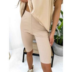 Kolarki Striped Leggins Camel. Brązowe szorty ClothStore, bez wzorów. W wyprzedaży za 66.75 zł.