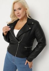 Czarna Kurtka w Stylu Ramoneski Silaira. Czarne kurtki Born2be, uniwersalny, z aplikacjami, eleganckie, bez kaptura. W wyprzedaży za 118.99 zł.