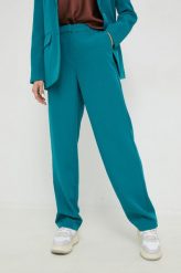 Vila spodnie VIKAMMA damskie kolor turkusowy szerokie high waist. Niebieskie spodnie materiałowe Vila, bez wzorów, z materiału, z podwyższonym stanem. W wyprzedaży za 154.99 zł.