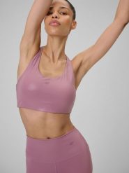 4F Biustonosz do jogi z niskim wsparciem damski - różowy L. Czerwone biustonosze sportowe 4f, bez wzorów, z gumy, na jogę i pilates. Za 129.99 zł.