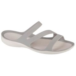 Klapki Crocs Swiftwater Sandals W 203998-1FT szare. Szare klapki bez wzorów, sportowe, bez obcasa, bez zapięcia. Za 266.57 zł.
