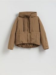 Kurtka z kieszeniami - brązowy. Brązowe kurtki Reserved, l, bez wzorów, z tkaniny, bez kaptura. Za 229.99 zł.