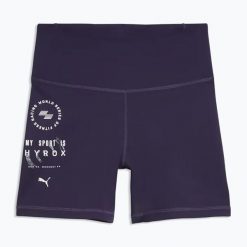 Spodenki treningowe damskie PUMA Hyrox Tad Essential Tight. Fioletowe szorty sportowe Puma, bez wzorów, z materiału, na fitness i siłownię. Za 139.99 zł.