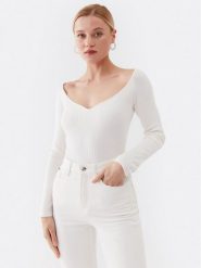 Guess Sweter W3YR25 Z37J2 Biały Slim Fit. Białe swetry Guess, m, z aplikacjami, z wiskozy, bez ramiączek. Za 209.99 zł.
