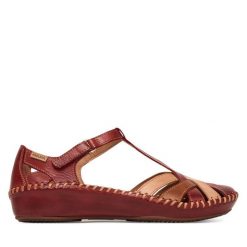 Półbuty Pikolinos. Czerwone półbuty wsuwane Pikolinos, bez wzorów, bez obcasa, na płaskiej podeszwie. Za 559.99 zł.