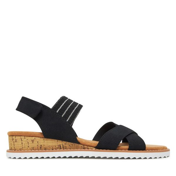 Sandały Skechers. Czarne sandały Skechers, bez wzorów, bez obcasa, na koturnie, bez zapięcia. Za 195.99 zł.