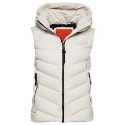 Damska kurtka bez rękawów z mikrofibry z kapturem Superdry. Brązowe kurtki Superdry, bez wzorów, z mikrofibry, eleganckie, z kapturem. Za 451.25 zł.