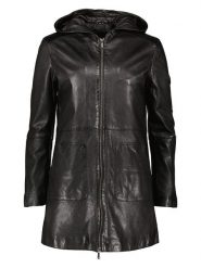 HIS Skórzany płaszcz w kolorze czarnym rozmiar: 36. Czarne płaszcze HIS, bez wzorów, ze skóry, bez kaptura. Za 630.99 zł.