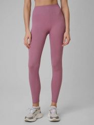 4F Legginsy sportowe w kolorze jasnoróżowym rozmiar: M/L. Różowe legginsy 4f, l, bez wzorów, z materiału, z podwyższonym stanem, outdoorowe. Za 54.99 zł.