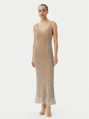 PINKO Sukienka dzianinowa Viggiano Abito 104889 A2FB Beżowy Slim Fit. Brązowe sukienki Pinko, s, bez wzorów, z dzianiny, bez kołnierzyka, bez ramiączek. Za 1,119.00 zł.