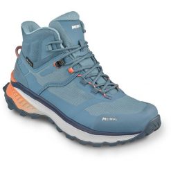 Buty sportowe damskie MEINDL Tahoma Lady Mid GTX z membraną Gore-Tex. Niebieskie buty treningowe MEINDL, bez wzorów, z gore-texu, bez zapięcia, wspinaczkowe, gore-tex. Za 999.90 zł.