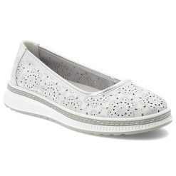 Półbuty damskie S.Barski, ze skóry naturalnej licowej ażurowy kwiatowy wzór lekka podeszwa komfortowe casual, srebrne, LR61-7038. Szare półbuty wsuwane S.BARSKI, w ażurowe wzory, ze skóry, casualowe, bez obcasa. Za 169.00 zł.