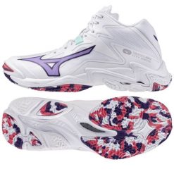 Buty Mizuno Wave Lightning Z8 Mid V1GC240520 białe. Białe buty treningowe bez wzorów, z materiału, bez zapięcia, do siatkówki, mizuno wave. Za 802.78 zł.