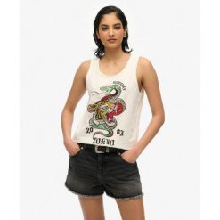 Koszulka bez rękawów z dekoltem Neo Trad Tattoo. Białe bielizna termoaktywna damska Superdry, bez wzorów, z bawełny, bez ramiączek. W wyprzedaży za 153.35 zł.